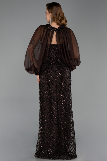 Long Brown Scaly Plus Size Evening Dress ABU6328