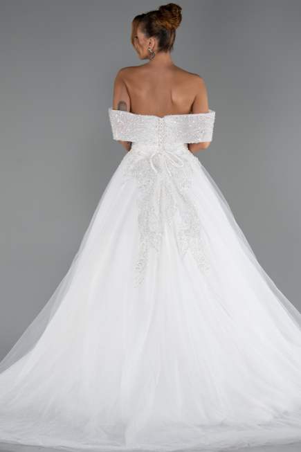 Long White Wedding Dress ABG196