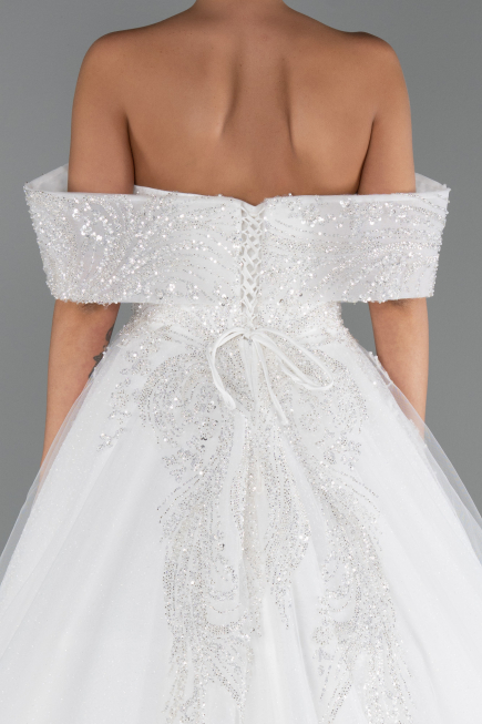 Long White Wedding Dress ABG196
