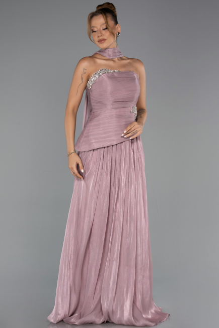 Long Powder Color Chiffon Evening Dress ABU6335