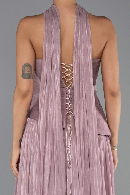 Long Powder Color Chiffon Evening Dress ABU6335