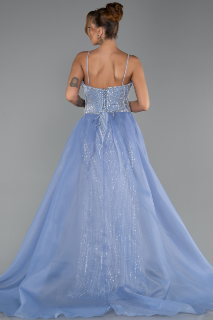 Long Light Blue Beaded Evening Dress ABU5730