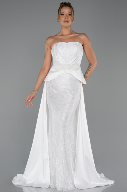 Long White Dantelle Evening Dress ABU5615