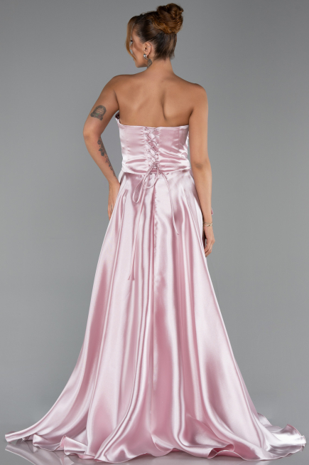Long Powder Color Satin Evening Dress ABU5767