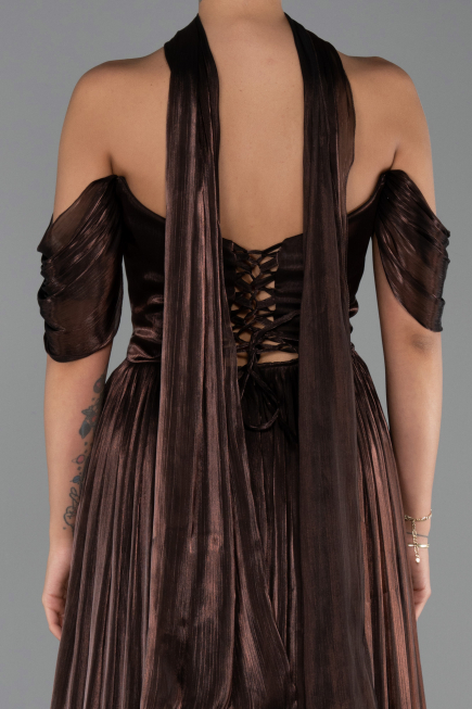 Long Brown Chiffon Evening Dress ABU6342