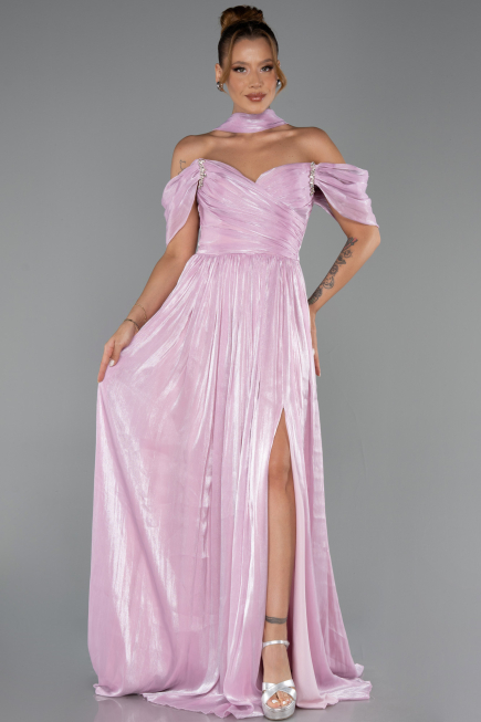 Long Powder Color Chiffon Evening Dress ABU6342
