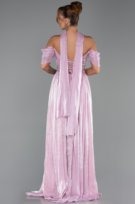 Long Powder Color Chiffon Evening Dress ABU6342