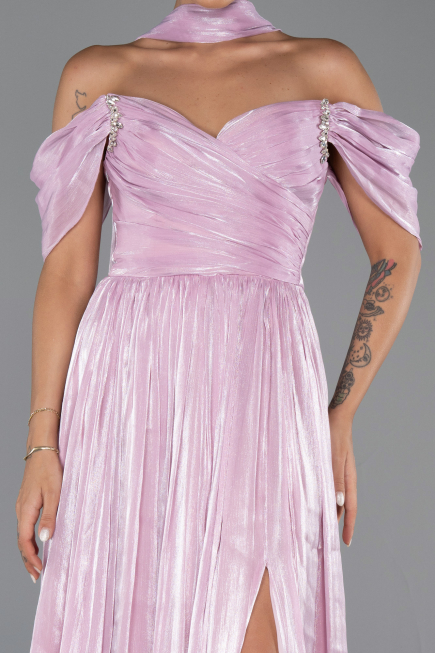 Long Powder Color Chiffon Evening Dress ABU6342