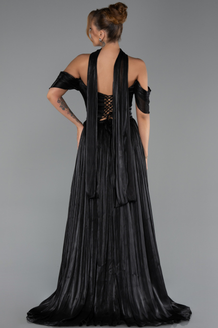 Long Black Chiffon Evening Dress ABU6342