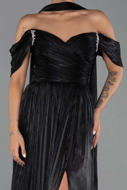 Long Black Chiffon Evening Dress ABU6342