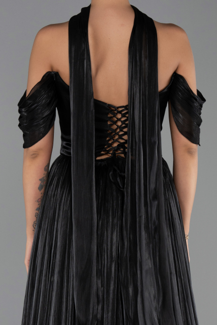 Long Black Chiffon Evening Dress ABU6342