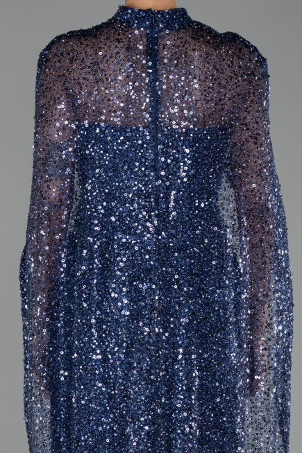 Long Navy Blue Scaly Evening Dress ABU6343