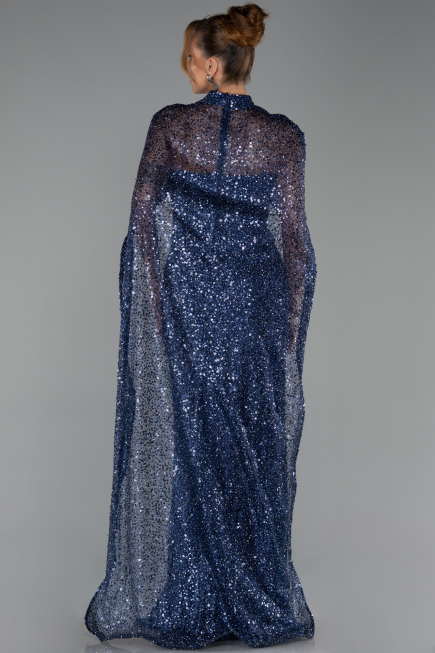Long Navy Blue Scaly Evening Dress ABU6343