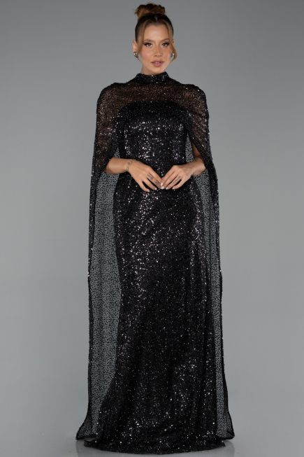 Long Black Scaly Evening Dress ABU6343