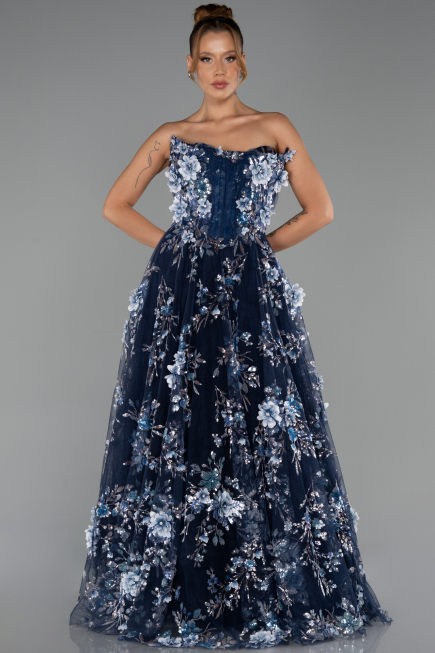 Long Navy Blue Evening Dress ABU6344
