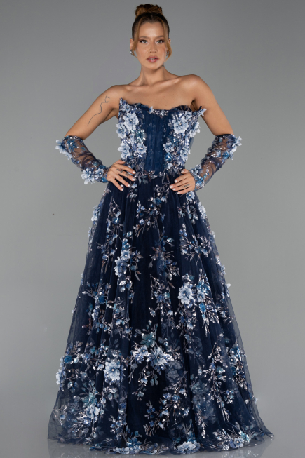 Long Navy Blue Evening Dress ABU6344