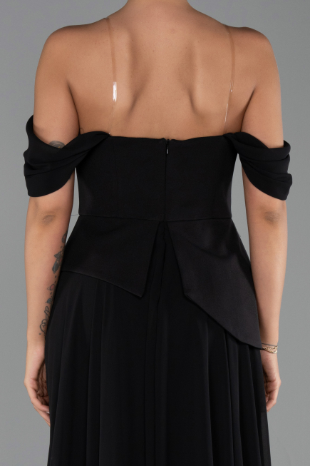 Long Black Chiffon Evening Dress ABU6345