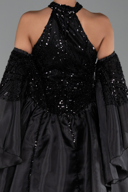 Long Black Beaded Evening Dress ABU6348