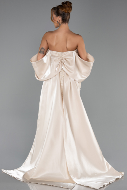 Long Beige Beaded Evening Dress ABU6351