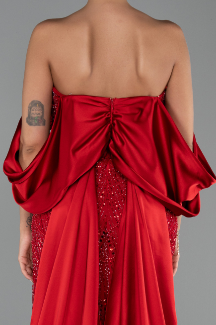 Long Red Beaded Evening Dress ABU6351