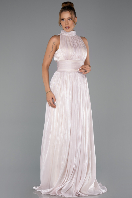 Long Beige Chiffon Evening Dress ABU6352