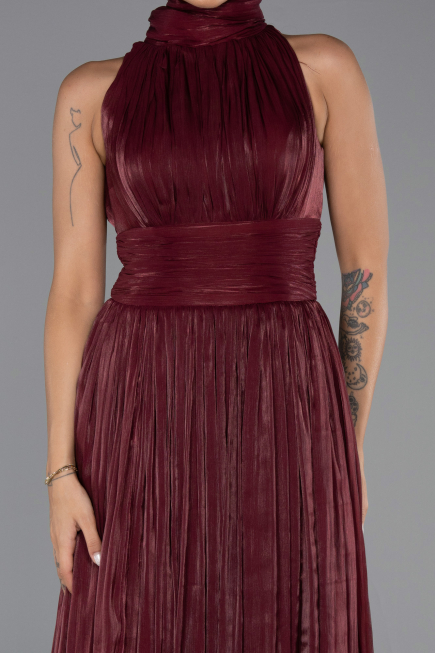 Long Burgundy Chiffon Evening Dress ABU6352
