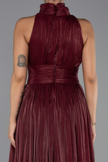 Long Burgundy Chiffon Evening Dress ABU6352