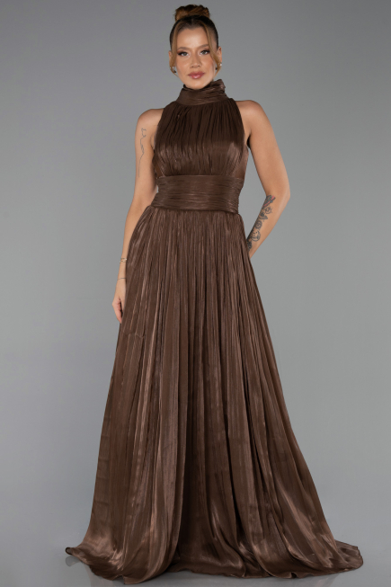 Long Brown Chiffon Evening Dress ABU6352