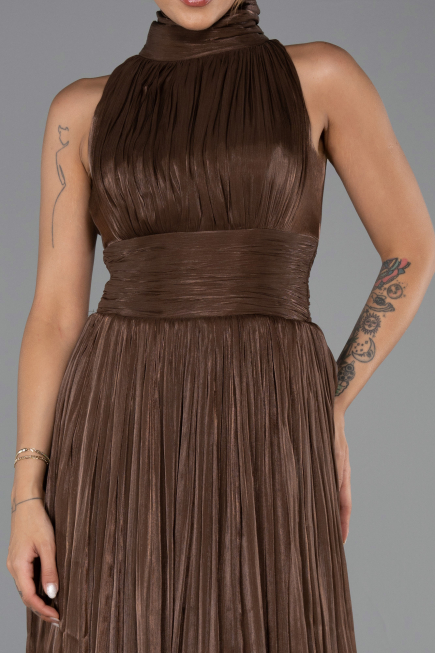 Long Brown Chiffon Evening Dress ABU6352