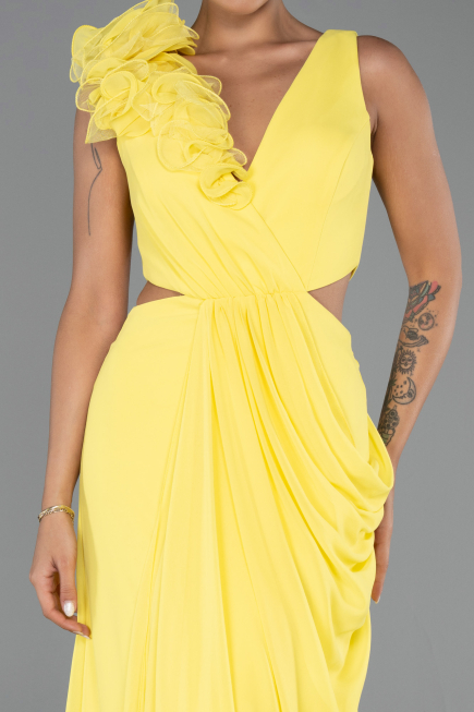Long Yellow Chiffon Prom Gown ABU6354