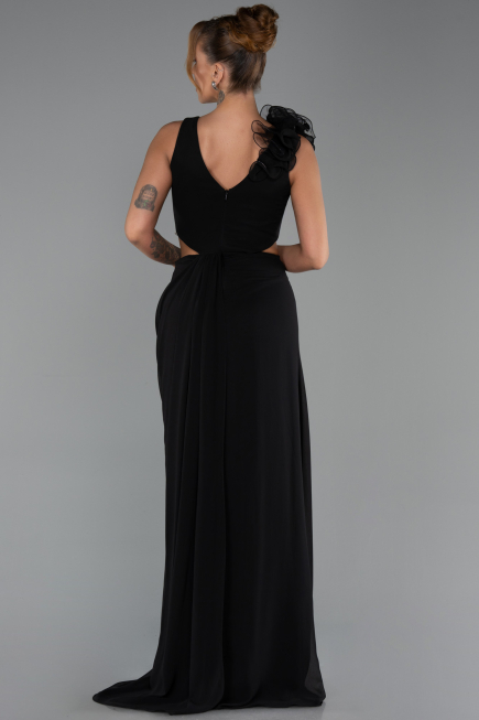 Long Black Chiffon Prom Gown ABU6354