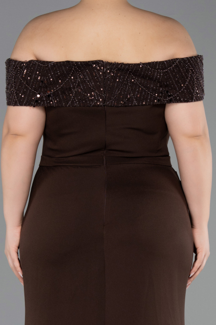 Long Brown Plus Size Evening Dress ABU6302