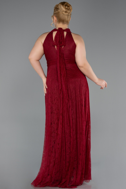 Long Burgundy Dantelle Plus Size Evening Dress ABU6330