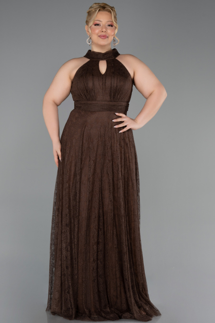 Long Brown Dantelle Plus Size Evening Dress ABU6330