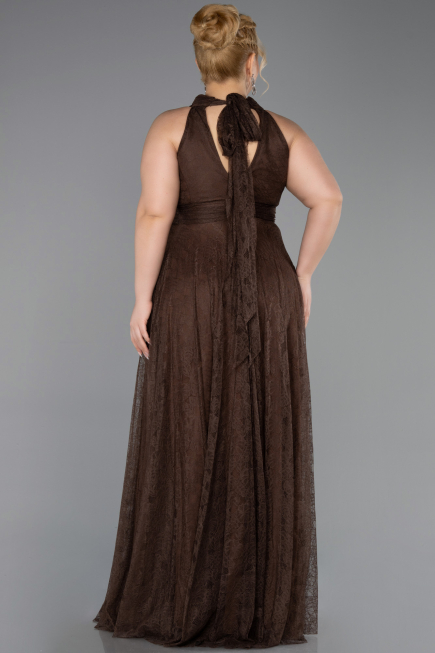 Long Brown Dantelle Plus Size Evening Dress ABU6330