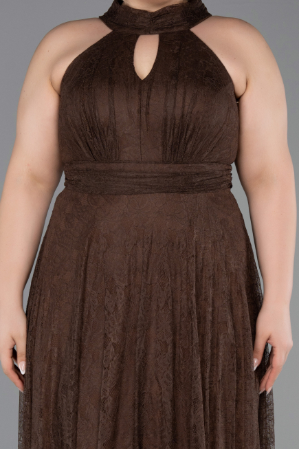 Long Brown Dantelle Plus Size Evening Dress ABU6330