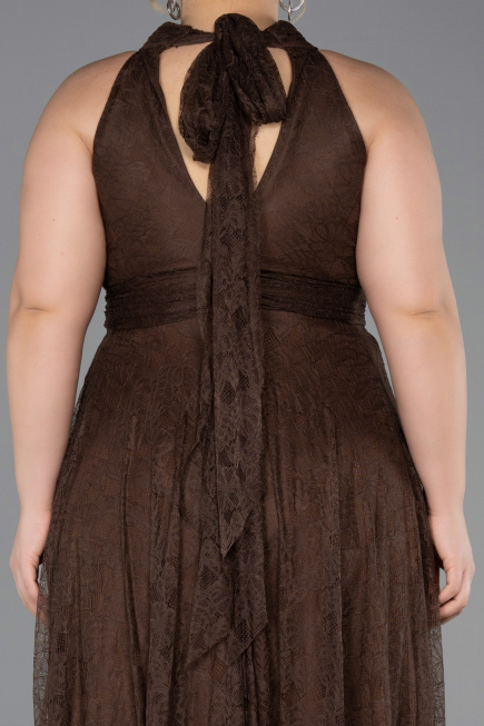 Long Brown Dantelle Plus Size Evening Dress ABU6330