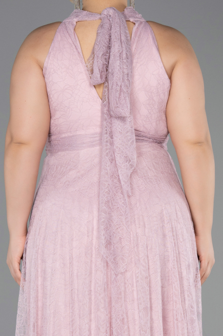 Long Powder Color Dantelle Plus Size Evening Dress ABU6330