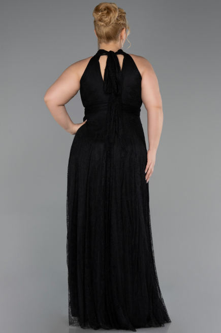 Long Black Dantelle Plus Size Evening Dress ABU6330