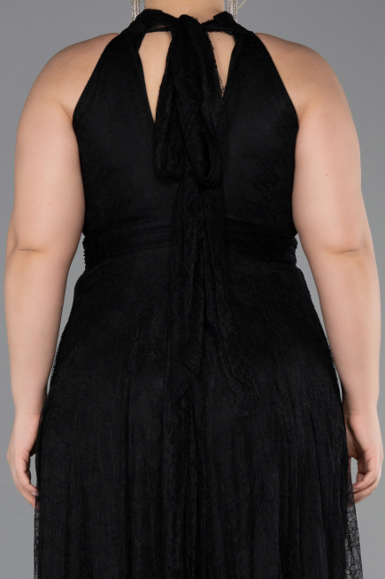 Long Black Dantelle Plus Size Evening Dress ABU6330