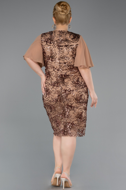 Midi Copper Scaly Plus Size Cocktail Dress ABK2666