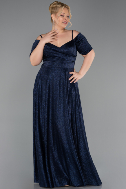 Long Navy Blue Plus Size Evening Dress ABU6333