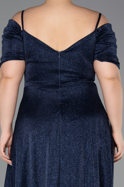 Long Navy Blue Plus Size Evening Dress ABU6333