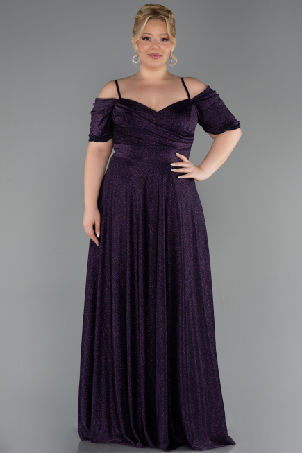 Long Purple Plus Size Evening Dress ABU6333
