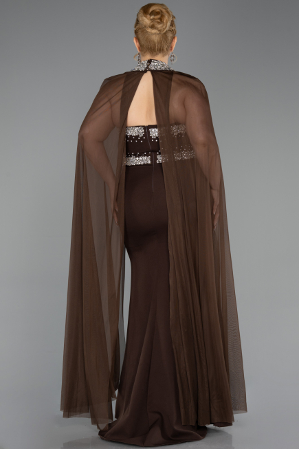 Long Brown Plus Size Evening Gown ABU6338
