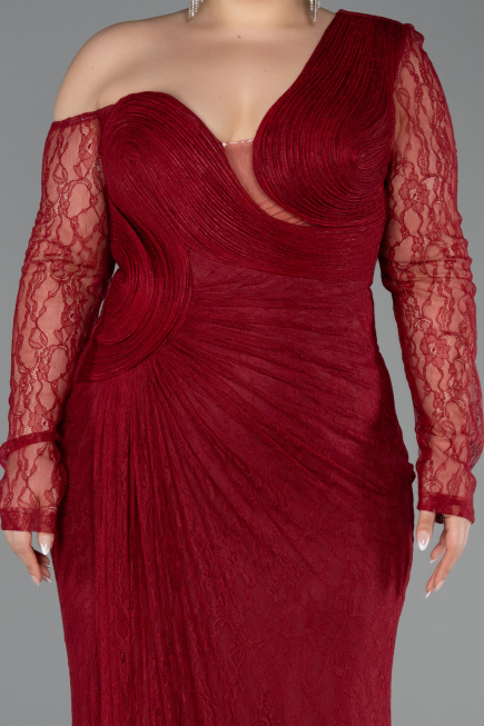 Long Burgundy Dantelle Plus Size Evening Gown ABU6339