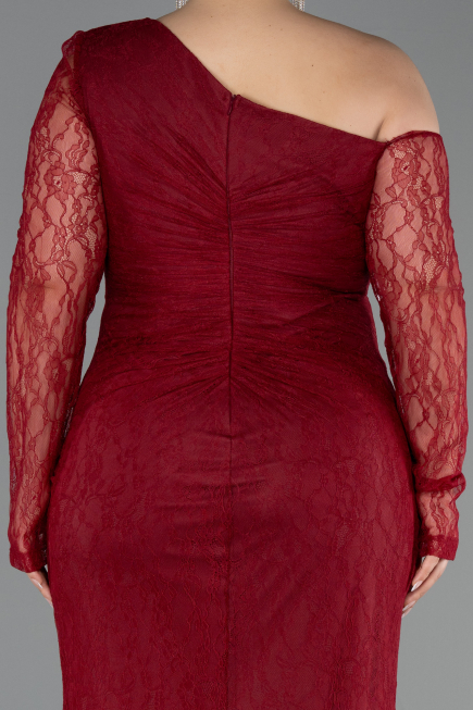 Long Burgundy Dantelle Plus Size Evening Gown ABU6339