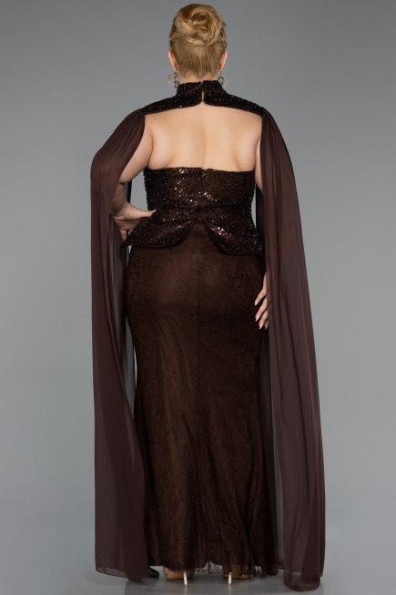 Long Brown Dantelle Plus Size Evening Dress ABU6361