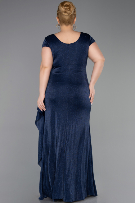 Long Navy Blue Plus Size Evening Dress ABU6362