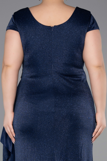 Long Navy Blue Plus Size Evening Dress ABU6362